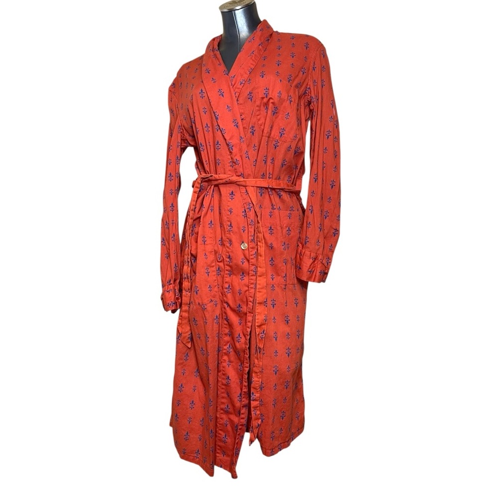 Vintage 1970s Retro Roytex Robe Kimono Belted Elegant Patterned Red